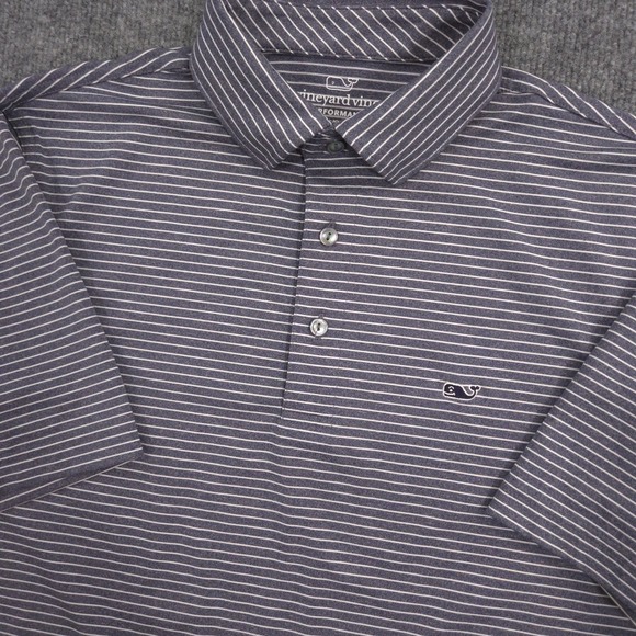 Vineyard Vines Performance Polo Shirt Mens S Navy Heather Striped Golf Preppy - Picture 1 of 7